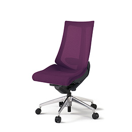 アクトチェア KG-450JV-ZTX7 プレーンメッシュバック ハイバック アルミミラー脚 肘なし ランバーサポート  ［ZT×X7/プラムパープル］