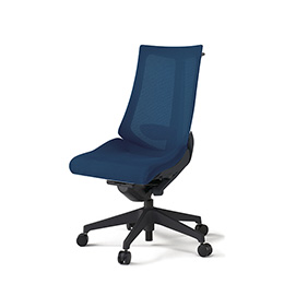 アクトチェア KG-450JVH-T1B2 プレーンメッシュバック ハイバック 樹脂脚 肘なし ランバーサポート ハンガー  ［T1×B2/ネイビーブルー］