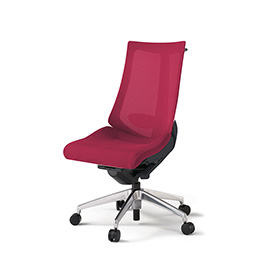 アクトチェア KG-450JVH-ZTM4 プレーンメッシュバック ハイバック アルミミラー脚 肘なし ランバーサポート ハンガー  ［ZT×M4/ラズベリーレッド］