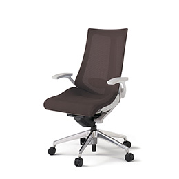 アクトチェア KG-455JV-ZNH2 プレーンメッシュバック ハイバック アルミミラー脚 T字肘 ランバーサポート  ［ZN×H2/チョコレートブラウン］
