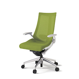 アクトチェア KG-455JV-ZWQ6 プレーンメッシュバック ハイバック アルミミラー脚 固定肘 ランバーサポート  ［ZW×Q6/モスグリーン］