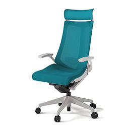 アクトチェア KG-455JVE-GNA3 プレーンメッシュバック エクストラハイバック 樹脂脚 T字肘 ランバーサポート  ［GN×A3/ストロングブルー］