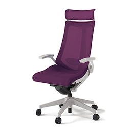 アクトチェア KG-455JVE-GNX7 プレーンメッシュバック エクストラハイバック 樹脂脚 T字肘 ランバーサポート  ［GN×X7/プラムパープル］