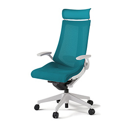 アクトチェア KG-455JVE-W9A3 プレーンメッシュバック エクストラハイバック 樹脂脚 固定肘 ランバーサポート  ［W9×A3/ストロングブルー］