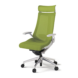 アクトチェア KG-455JVE-ZNQ6 プレーンメッシュバック エクストラハイバック アルミミラー脚 固定肘 ランバーサポート  ［ZN×Q6/モスグリーン］