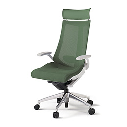 アクトチェア KG-455JVE-ZWQ2 プレーンメッシュバック エクストラハイバック アルミミラー脚 T字肘 ランバーサポート  ［ZW×Q2/アイビーグリーン］