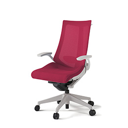 アクトチェア KG-455JVH-GNM4 プレーンメッシュバック ハイバック 樹脂脚 T字肘 ランバーサポート ハンガー  ［GN×M4/ラズベリーレッド］