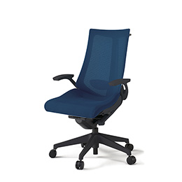 アクトチェア KG-455JVH-T1B2 プレーンメッシュバック ハイバック 樹脂脚 T字肘 ランバーサポート ハンガー  ［T1×B2/ネイビーブルー］