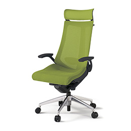 アクトチェア KG-455JVX-ZTQ6 プレーンメッシュバック エクストラハイバック アルミミラー脚 T字肘 ランバーサポート ハンガー  ［ZT×Q6/モスグリーン］