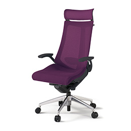 アクトチェア KG-455JVX-ZTX7 プレーンメッシュバック エクストラハイバック アルミミラー脚 T字肘 ランバーサポート ハンガー  ［ZT×X7/プラムパープル］