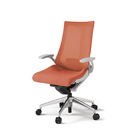 アクトチェア KG-455JE1ZND4 テクスチャードメッシュバック ハイバック アルミミラー脚 T字肘 ランバーサポート  ［ZN×D4/パーシモオレンジ］