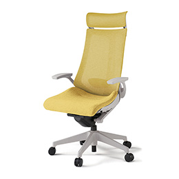 アクトチェア KG-455JEE-GNU6 テクスチャードメッシュバック エクストラハイバック 樹脂脚 T字肘 ランバーサポート  ［GN×U6/カナリアイエロー］
