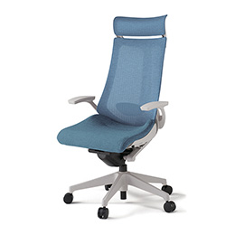 アクトチェア KG-455JEEM-GNB4 テクスチャードメッシュバック エクストラハイバック 樹脂脚 固定肘 ランバーサポート ［GN×B4/ダックブルー］