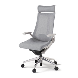 アクトチェア KG-455JEEM-ZNT7 テクスチャードメッシュバック エクストラハイバック アルミミラー脚 固定肘 ランバーサポート ［ZN×T7/ホワイトグレーT］