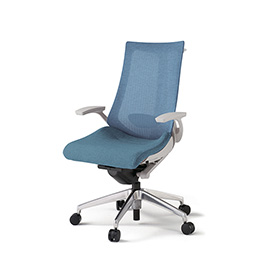 アクトチェア KG-455JEHM1ZNB4 テクスチャードメッシュバック ハイバック アルミミラー脚 固定肘 ランバーサポート ハンガー ［ZN×B4/ダックブルー］