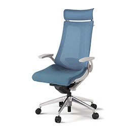 アクトチェア KG-455JEXM1ZNB4 テクスチャードメッシュバック エクストラハイバック アルミミラー脚 固定肘 ランバーサポート ハンガー ［ZN×B4/ダックブルー］