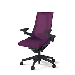アクトチェア KG-457JV-T1X7 プレーンメッシュバック ハイバック 樹脂脚 アジャスタブル肘 ランバーサポート  ［T1×X7/プラムパープル］