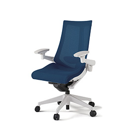 アクトチェア KG-457JV-W9B2 プレーンメッシュバック ハイバック 樹脂脚 アジャスタブル肘 ランバーサポート  ［W9×B2/ネイビーブルー］