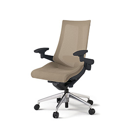 アクトチェア KG-457JV-ZTY3 プレーンメッシュバック ハイバック アルミミラー脚 アジャスタブル肘 ランバーサポート  ［ZT×Y3/サンドイエロー］