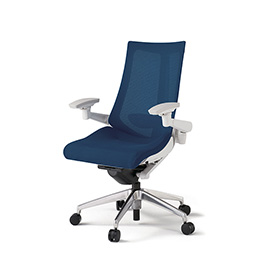 アクトチェア KG-457JV-ZWB2 プレーンメッシュバック ハイバック アルミミラー脚 アジャスタブル肘 ランバーサポート  ［ZW×B2/ネイビーブルー］