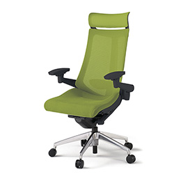 アクトチェア KG-457JVE-ZTQ6 プレーンメッシュバック エクストラハイバック アルミミラー脚 アジャスタブル肘 ランバーサポート  ［ZT×Q6/モスグリーン］
