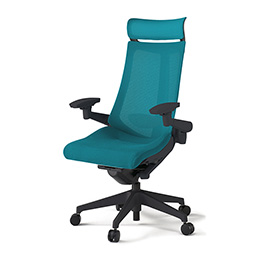 アクトチェア KG-457JVEM-T1A3 プレーンメッシュバック エクストラハイバック 樹脂脚 アジャスタブル肘 ランバーサポート ［T1×A3/ストロングブルー］