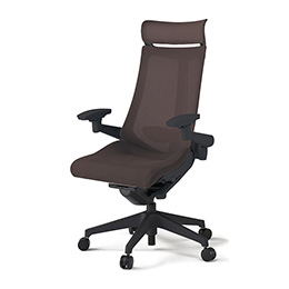 アクトチェア KG-457JVEM-T1H2 プレーンメッシュバック エクストラハイバック 樹脂脚 アジャスタブル肘 ランバーサポート ［T1×H2/チョコレートブラウン］