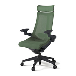 アクトチェア KG-457JVEM-T1Q2 プレーンメッシュバック エクストラハイバック 樹脂脚 アジャスタブル肘 ランバーサポート ［T1×Q2/アイビーグリーン］