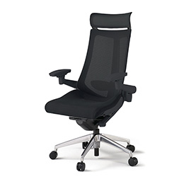 アクトチェア KG-457JVEM-ZTT1 プレーンメッシュバック エクストラハイバック アルミミラー脚 アジャスタブル肘 ランバーサポート ［ZT×T1/ブラックT］