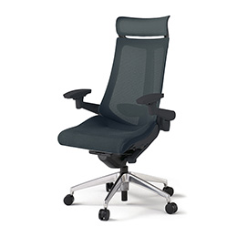 アクトチェア KG-457JVEM-ZTW2 プレーンメッシュバック エクストラハイバック アルミミラー脚 アジャスタブル肘 ランバーサポート ［ZT×W2/オフブラックW］