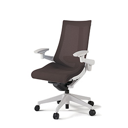 アクトチェア KG-457JVH-W9H2 プレーンメッシュバック ハイバック 樹脂脚 アジャスタブル肘 ランバーサポート ハンガー  ［W9×H2/チョコレートブラウン］