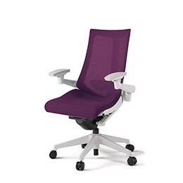 アクトチェア KG-457JVH-W9X7 プレーンメッシュバック ハイバック 樹脂脚 アジャスタブル肘 ランバーサポート ハンガー  ［W9×X7/プラムパープル］