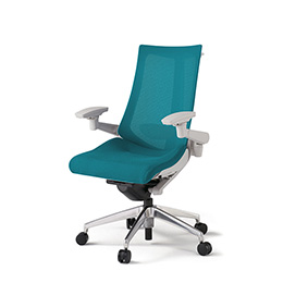 アクトチェア KG-457JVH-ZNA3 プレーンメッシュバック ハイバック アルミミラー脚 アジャスタブル肘 ランバーサポート ハンガー  ［ZN×A3/ストロングブルー］