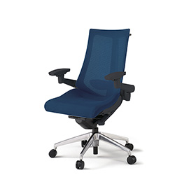 アクトチェア KG-457JVH-ZTB2 プレーンメッシュバック ハイバック アルミミラー脚 アジャスタブル肘 ランバーサポート ハンガー  ［ZT×B2/ネイビーブルー］