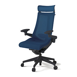 アクトチェア KG-457JVX-T1B2 プレーンメッシュバック エクストラハイバック 樹脂脚 アジャスタブル肘 ランバーサポート ハンガー  ［T1×B2/ネイビーブルー］