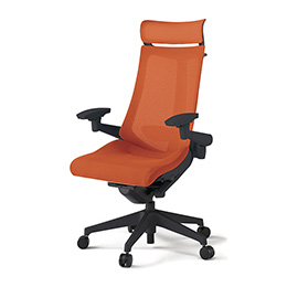 アクトチェア KG-457JVX-T1D3 プレーンメッシュバック エクストラハイバック 樹脂脚 アジャスタブル肘 ランバーサポート ハンガー  ［T1×D3/アンバーオレンジ］