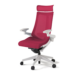 アクトチェア KG-457JVX-W9M4 プレーンメッシュバック エクストラハイバック 樹脂脚 アジャスタブル肘 ランバーサポート ハンガー  ［W9×M4/ラズベリーレッド］