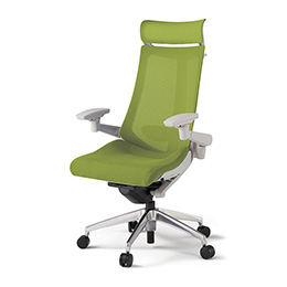 アクトチェア KG-457JVX-ZNQ6 プレーンメッシュバック エクストラハイバック アルミミラー脚 アジャスタブル肘 ランバーサポート ハンガー  ［ZN×Q6/モスグリーン］