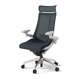 アクトチェア KG-457JVX-ZNW2 プレーンメッシュバック エクストラハイバック アルミミラー脚 アジャスタブル肘 ランバーサポート ハンガー  ［ZN×W2/オフブラックW］