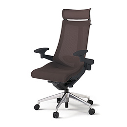 アクトチェア KG-457JVX-ZTH2 プレーンメッシュバック エクストラハイバック アルミミラー脚 アジャスタブル肘 ランバーサポート ハンガー  ［ZT×H2/チョコレートブラウン］