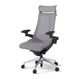 アクトチェア KG-457JVX-ZTW6 プレーンメッシュバック エクストラハイバック アルミミラー脚 アジャスタブル肘 ランバーサポート ハンガー  ［ZT×W6/ライトグレーW］