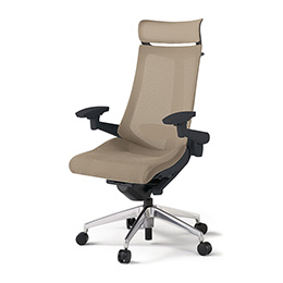 アクトチェア KG-457JVX-ZTY3 プレーンメッシュバック エクストラハイバック アルミミラー脚 アジャスタブル肘 ランバーサポート ハンガー  ［ZT×Y3/サンドイエロー］