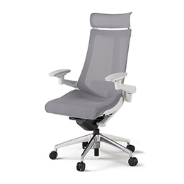 アクトチェア KG-457JVX-ZWW6 プレーンメッシュバック エクストラハイバック アルミミラー脚 アジャスタブル肘 ランバーサポート ハンガー  ［ZW×W6/ライトグレーW］