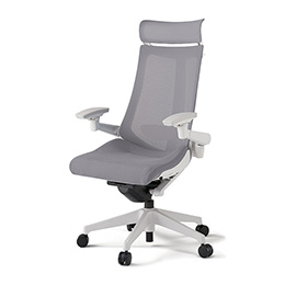 アクトチェア KG-457JVXM-W9W6 プレーンメッシュバック エクストラハイバック 樹脂脚 アジャスタブル肘 ランバーサポート ハンガー ［W9×W6/ライトグレーW］