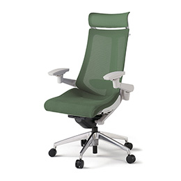 アクトチェア KG-457JVXM-ZNQ2 プレーンメッシュバック エクストラハイバック アルミミラー脚 アジャスタブル肘 ランバーサポート ハンガー ［ZN×Q2/アイビーグリーン］