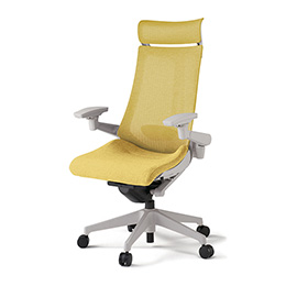 アクトチェア KG-457JEEM1GNU6 テクスチャードメッシュバック エクストラハイバック 樹脂脚 アジャスタブル肘 ランバーサポート ［GN×U6/カナリアイエロー］