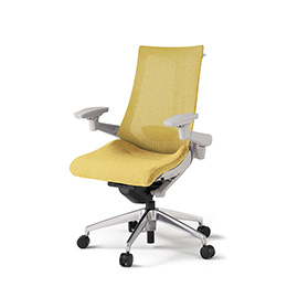 アクトチェア KG-457JEHM1ZNU6 テクスチャードメッシュバック ハイバック アルミミラー脚 アジャスタブル肘 ランバーサポート ハンガー ［ZN×U6/カナリアイエロー］