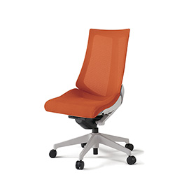 アクトチェア KG-470JV-GND3 プレーンメッシュバック ハイバック 樹脂脚 肘なし ランバーサポートなし  ［GN×D3/アンバーオレンジ］