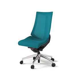 アクトチェア KG-470JV-ZTA3 プレーンメッシュバック ハイバック アルミミラー脚 肘なし ランバーサポートなし  ［ZT×A3/ストロングブルー］