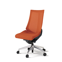 アクトチェア KG-470JV-ZTD3 プレーンメッシュバック ハイバック アルミミラー脚 肘なし ランバーサポートなし  ［ZT×D3/アンバーオレンジ］